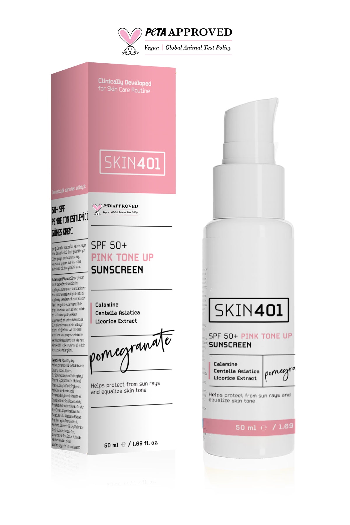 Skin401 Spf 50 Pink Tone Up Pembe Ton Eşitleyici Güneş Kremi 50 ml