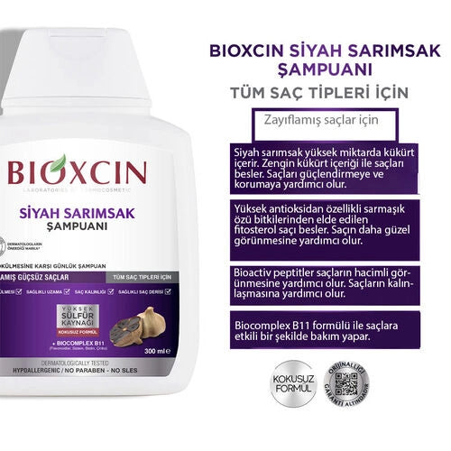 Bioxcin Saç Dökülmesine Karşı Siyah Sarımsak Şampuanı 300 ml - 3 al 2 öde