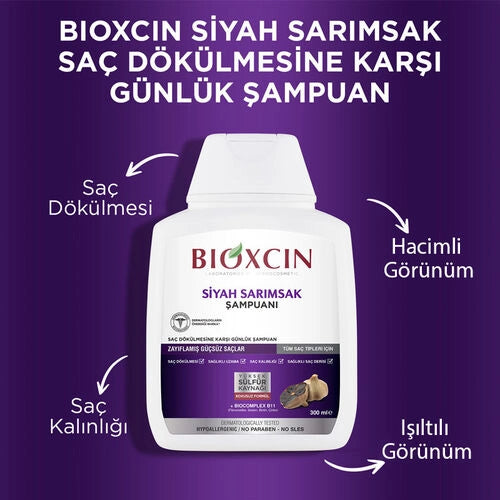 Bioxcin Saç Dökülmesine Karşı Siyah Sarımsak Şampuanı 300 ml - 3 al 2 öde